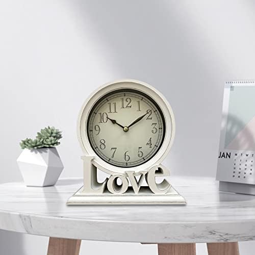 Miniatura 5 de Reloj de escritorio rústico con repisa, relojes de mesa decorativos para mesita de noche, sala de estar, casa de campo