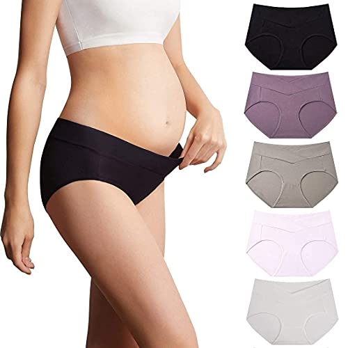 Image of Mama Cotton Women's Under The Bump Maternity Panties Pregnancy Postpartum Maternity Underwear Multi-Pack