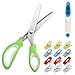Produktbild 1 Stücke Zickzackschere aus Edelstahl mit Zickzack-Griff + 1 Stücke U-förmige Schere + 12 Stücke Stoffklammern Schneiderschere Schere Stoffschere mit Grünem Griff für Nähen Stoff