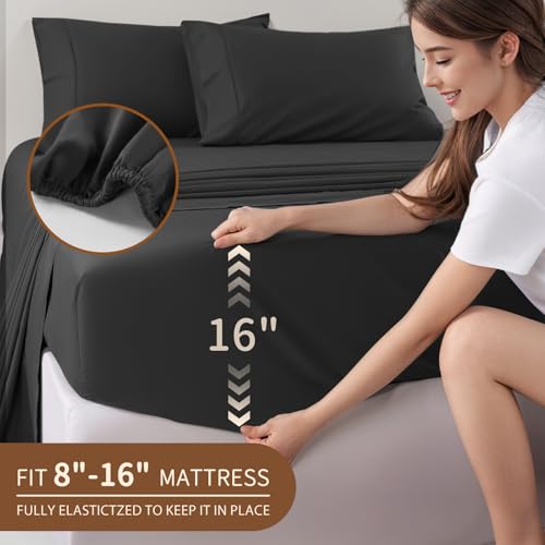 Image of 100% Egyptian Cotton Sheet Set 4Pcs, 16 inch Deep Pocket, 1000 TC Full Size