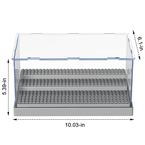Kku Display Case For Figures, Minifigure Display Case Box Storage 10" X 6.1" X 5.4", Action Figures Blocks For Display With 3 Movable Steps #TOP4