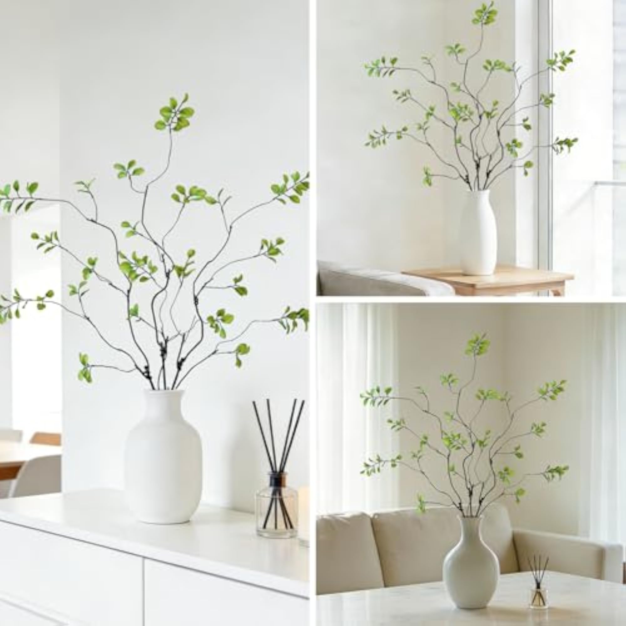 Artificial Ficus Branches, 4 Pcs Faux Eucalyptus Stems