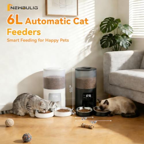 NEWBULIG Automatic Cat Feeder for 2 Pets 6L Dog Food Dispenser, White by NEWBULIG - Used condition - Image 8