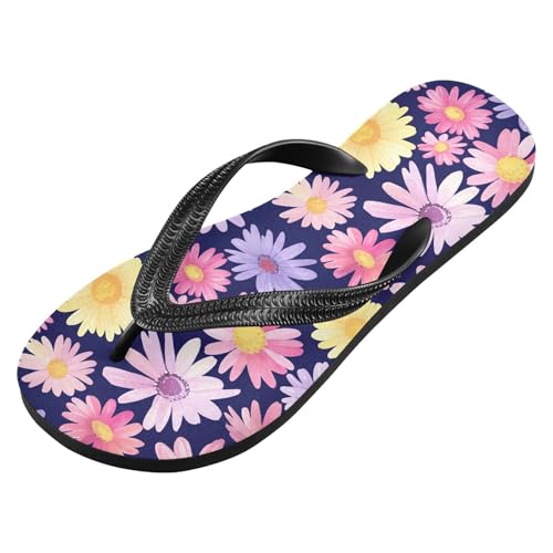 Sinestour Flowers Pink Yellow Flip Flops for Beach Thong Sandals Anti-slip Lightweight Beach Slippers for Indoor Outdoor House2