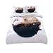 Sticker superb 3D Animal Lion/Loup/Tigre Blanc Couverture de Lit pour Toute l'année, Yin Yang Couple Loup Housse de Couette avec Taie d'oreiller (Yingyang Loup, 140_x_200_cm)