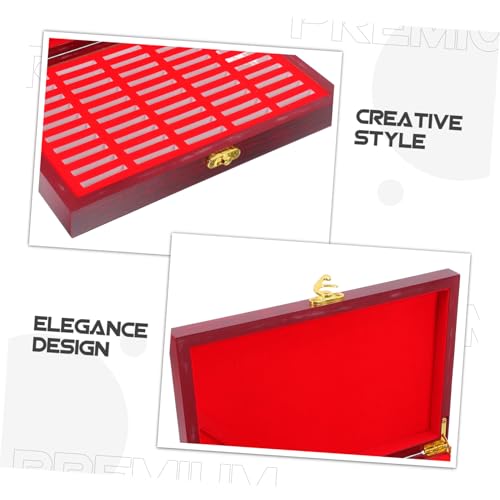 Caja de madera para monedas con tapa y organizador rojo 50 unidades miniatura 3