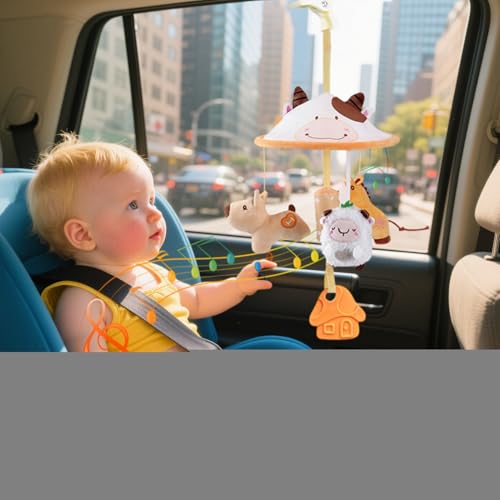 Stroller Toys, Suspending Plush with Music, Car Seat Hanging Sensory Rattle, Interactive Learning Companion for Travel, Infant Crib Activity, Girl, Boy, Vehicle, Entertainment, Nursery – Image 5