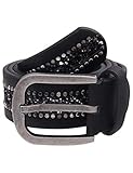 glitzer gürtel damen Ausgefallener Damen-Gürtel Breite 3.3cm. Schwarzer Gürtel mit kleinen Pailletten und Nieten in Silber & Schwarz. Geschraubtes Gürtelende zum einfachen Kürzen. Mit abgerundeter Dornschließe.