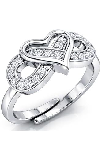 925 Sterling Silver Infinity Heart Ring for Women | Adjustable Op...