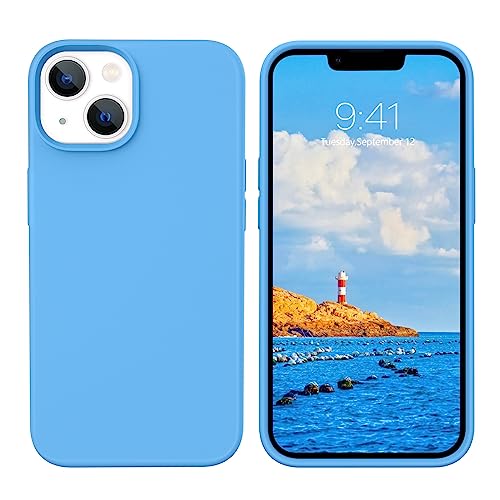 Coque iPhone 14 silicone liquide bleu cyan BENTOBEN étui protection dos rigide antichoc