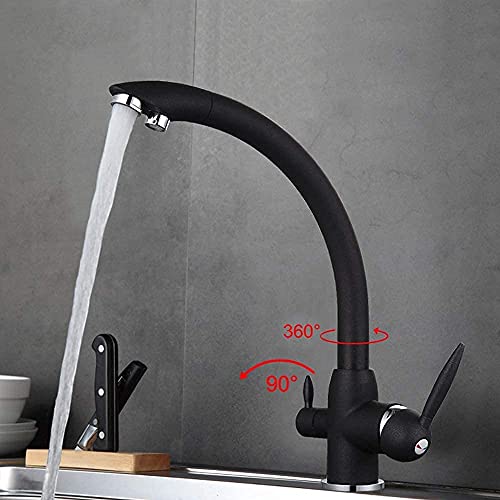 Robinet de cuisine à double sortie d'eau purifiée et rotation à 360 degrés