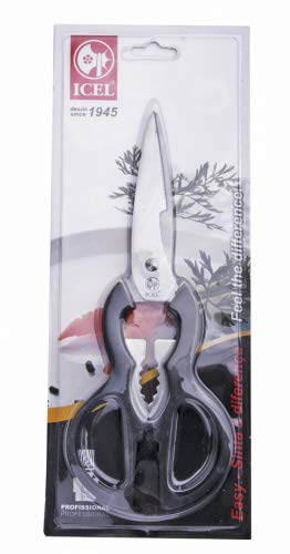 ICEL Cutlery Quality, Multipurpose Kitchen Meat Scissors/Shears, Black