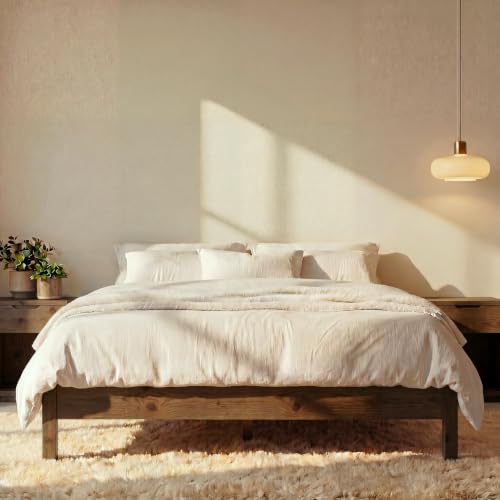 Image of LIFEMENT Queen Bed Frame Signature Wood Platform, Noise Free, Under Bed Storage, No Box Spring Needed, Easy Assembly, Espresso