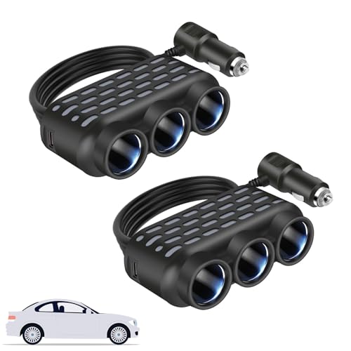 RAKSONIC 車用充電器 車載充電器 6-in-1シガーソケット 急速充電 120W ハイパワー カラフルな雰囲気のライト 車などの12V/24V車に適しています SUV オフロード車 大型トラック 2個