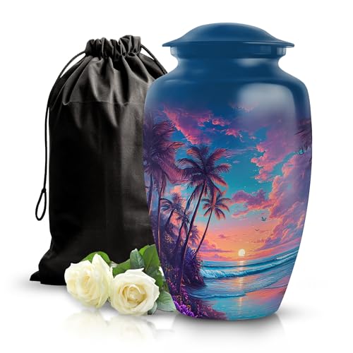 Image of Beach Urn for Ashes Cremation Urn Human Ashes 10 Inch Large | Cremation Urn Human Ashes, Burial Urns for Human Ash, Large Decorative Urns
