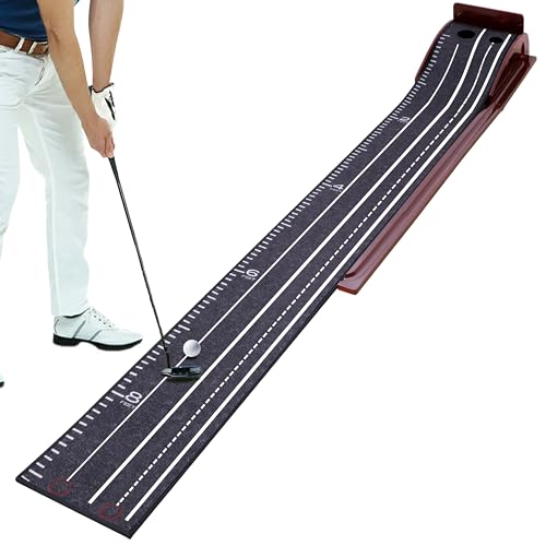 PGM Indoor Putting Green with Auto Ball Return Crystal Velvet Golf Mat for Home, Office and Outdoor Practice Portable Putting Mat for Golf Skill Improvement