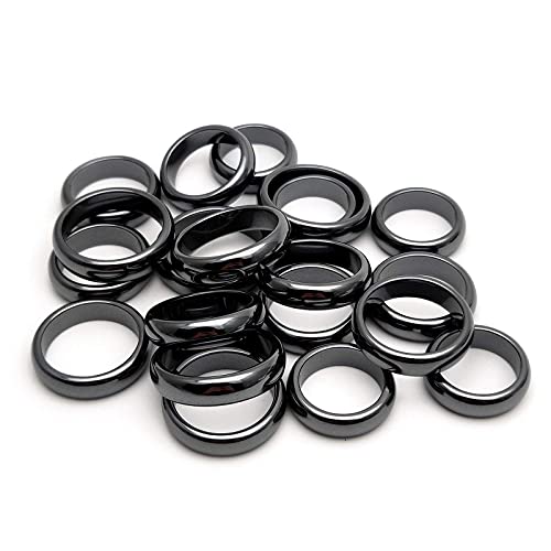 Morchic Hematite Plain Band Rings 20Pcs, 8" Magnetic Hematite 10Mm Beads Bracelet Promotion #TOP1
