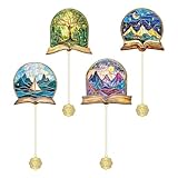 4pcs Metal Bookmarks with Chain, Inspirational Book Marks Set Featuring Books, Mountains, Stars, Forest & River - Perfect Book Markers Gift for Book Lovers, Readers, Kids, Teens, Men, Women, Adults