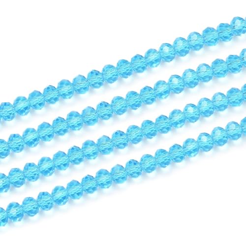 Image of 1000pcs Czech Faceted Rondelle Crystal Glass Beads 4mm Small Tiny Bulk Aquamarine Blue