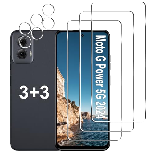 LXXMSXH [3+3 Pack] Moto G Power 5G 2024 Screen Protector + Camera Lens Protector 9H Hardness Anti Scratch Easy Installation Bubble Free HD Tempered Glass