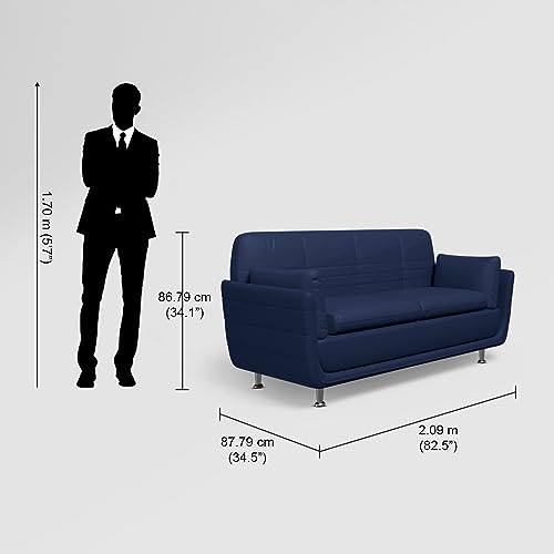 Image of GODREJ INTERIO Marina Leatherette 3 Seater Sofa (Finish Color - Blue)