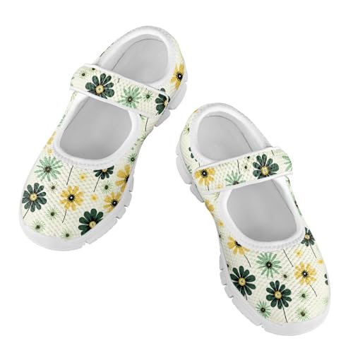 Kids Flower Mary Jane Dress Shoes for Girls Ballerina Ballet Princess Flats Shoe with Strap