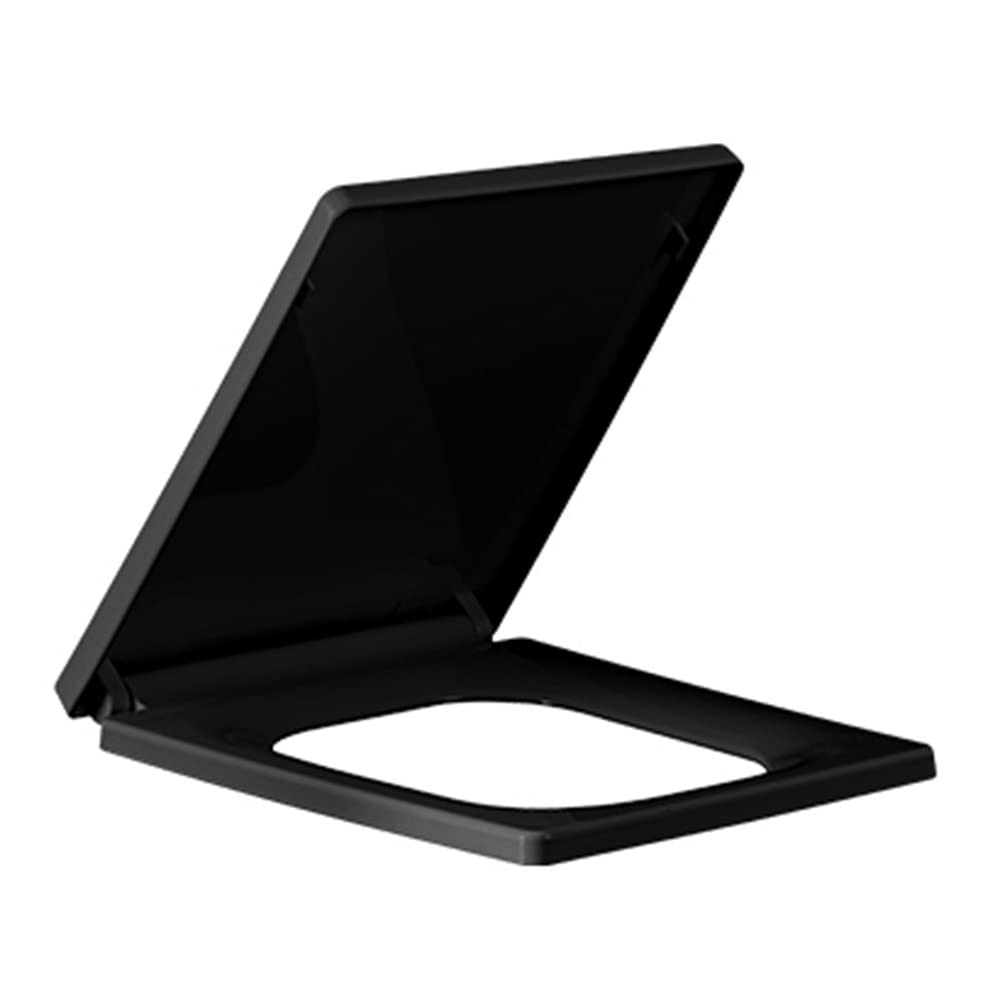 YUZGUHEY Toilet lid Cover,Soft Close Oblong Seats Quick,with Grip-Tight Bumpers(Square Black)