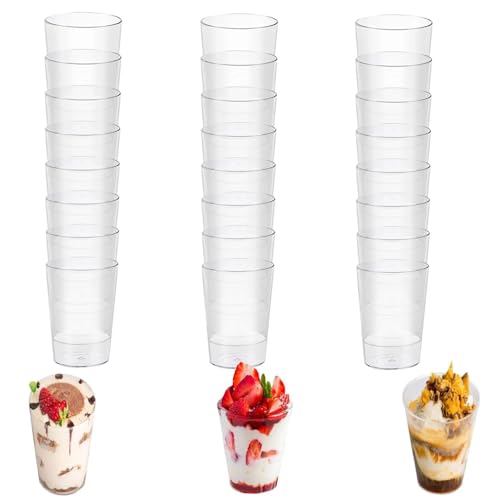 BluVast Verrines Plastique, 50 Pièce Verrines, Verrine Plastique Aperitif, 90ML Verrines Plastiques, Réutilisable Verrines Convient pour Mousses Gâteaux Desserts