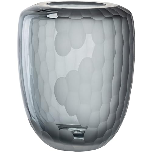 Leonardo Bellagio Blumenvase - Vase aus hochwertigem Glas mit Struktur außen - Handarbeit - Höhe 23 cm, Durchmesser 17 cm - Anthrazit, 036448