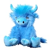 Bauer Spielwaren - Hochlandkuh: Kuscheltier mit wuscheligem, blauem Fell, sitzend, 25 cm, blau (12002)