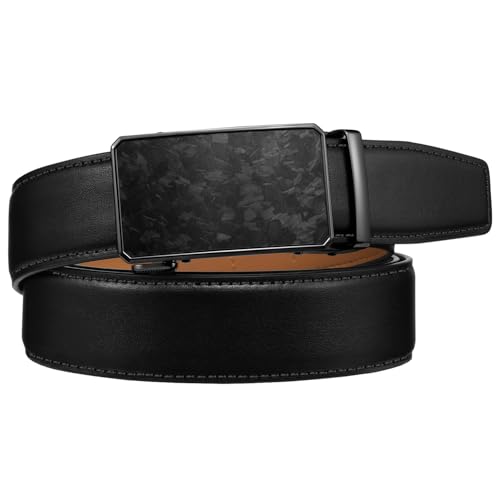 Image of Zitahli Belt Men,Leather Ratchet Belt for Men Dress Casual Every Day with Adjustable Buckle,Trim to Fit For Gift