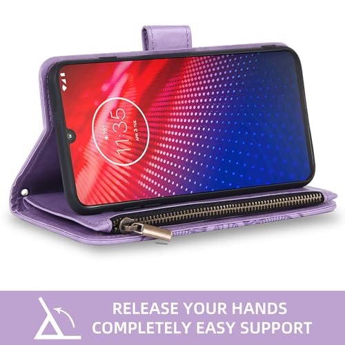 Coque rabat Moto Z4 Force Asuwish multi-usage avec clapet aimanté et verre