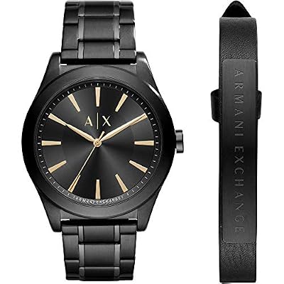 Armani Exchange Orologio per uomo, Movimento al quarzo a tre lancette e cassa da 44 mm con cinturino in acciaio, Set nero e oro