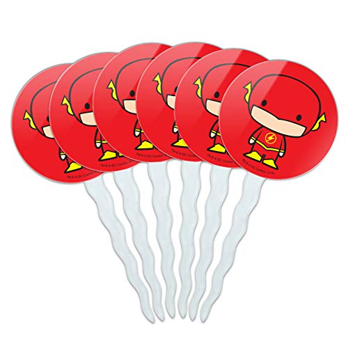 The Flash Cute Chibi Character Cupcake Picks Toppers Decoration Set of 6