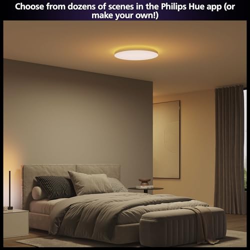 Image of Philips Hue Datura Smart Ceiling Panel (Large Round 2.49 in x 22.60 in) White & Color Light, Bluetooth Compatible, Voice Control with Alexa, Apple Home & Google Assistant