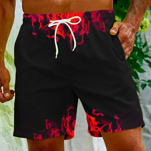 Zeiyignr Mens 3D Flame Swim Trunks Quick Dry Summer Board Shorts Surf Beach Shorts Elastic Waist with Pocket Drawstring2