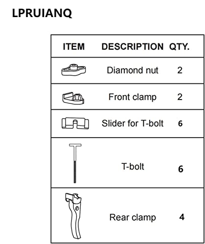 Lpruianq Universal Installation Accessory For Hard Tri-Fold Tonneau Cover Include Rear Clamps Front Clamp T-Bolts #TOP4