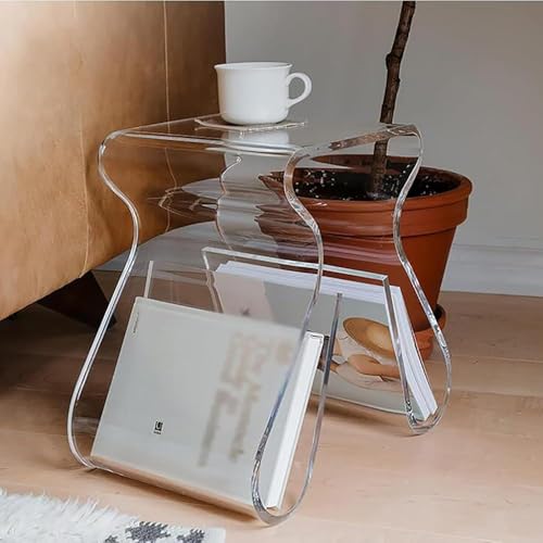 Table basse en acrylique avec rangement transparent pour salon