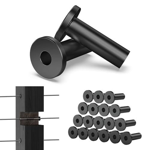 TooTaci 30 Pack T316 Stainless Steel Black Protector Sleeves Inner Thickened for Metal/Wood Post of 1/8 Cable Railing Kit, Marine Cable Railing Hardware for 1/8 Wire Through No Gap for Railing Decor ﻿