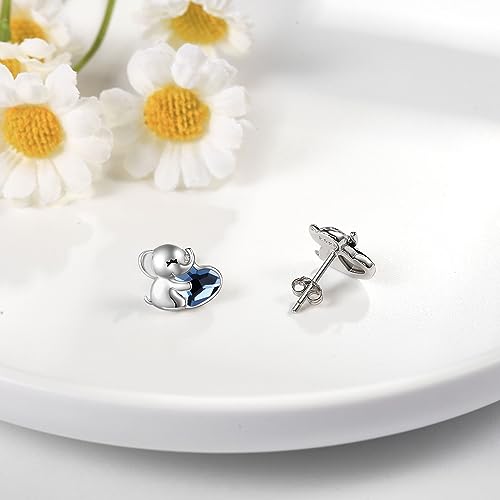 Pendientes de elefante de plata 925 antialérgicos con tuerca 4