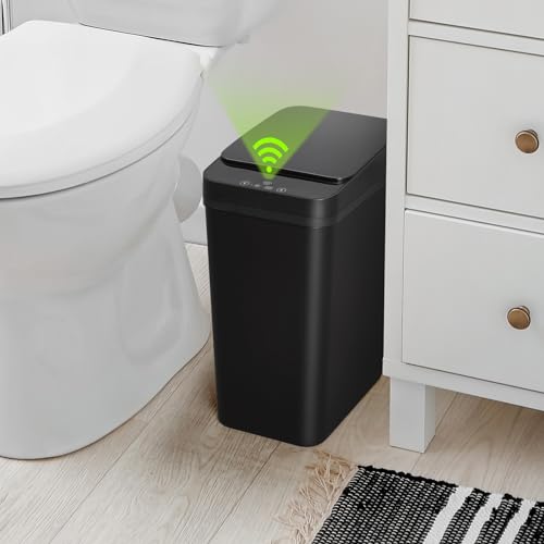 FURKIT Bote de basura sin contacto para baño (negro)