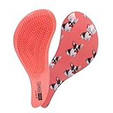 Dapper French Bulldogs Wearing Red Bow-ties Peach Colored Tangle Free Hair Brush