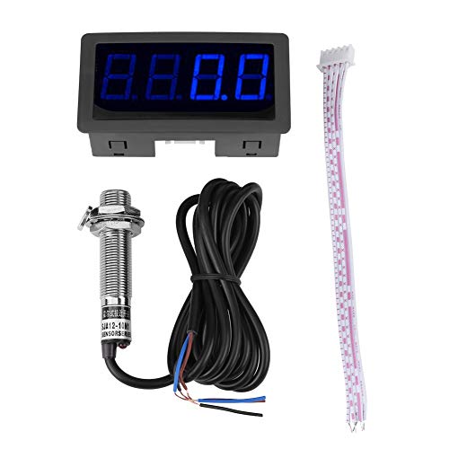 Produktbild von Samfox Digitaler LED-Drehzahlmesser – 4-stellig, Mit Hall-Näherungssensor NPN, DC8-24V, Blau/rot
