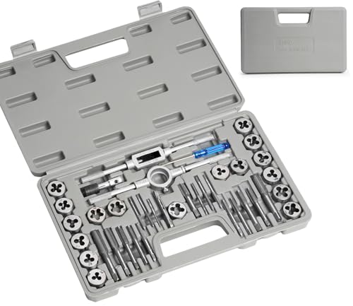 Sexyhot 40 tlg Gewindeschneider Set, Gewindebohrer und chneideisen Bohrer Set Metrische M3-M12, für Schneiden von Innen und Außengewinden