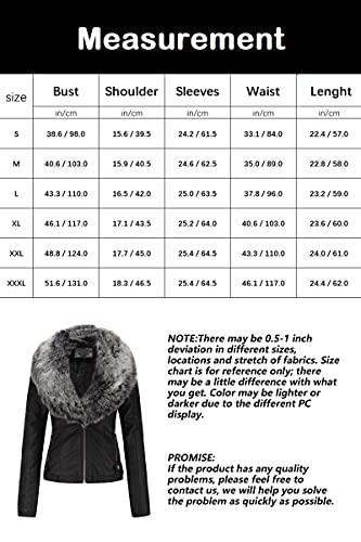 Giolshon Women Faux Leather Jacket Fall And Winter Clothes Warm Trendy Moto Bike Short Coat With Detachable Faux Fur Collar 9201 Blackgray M #TOP5