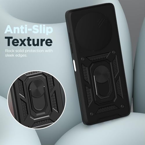 Image of Luxe Back Cover for realme P1 5G / realme 12+ 5G / realme Narzo 70 Pro 5G | D10 Tough Armor Case | Sliding Camera Shield | 360 Protection | Kickstand Ring Holder | Military-Grade Bumper Case