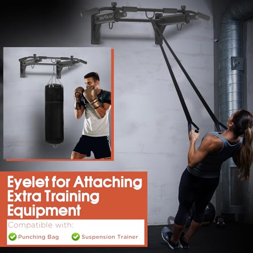 DH FitLife 4-in-1 Pull Up Bar Wall Mounted | Multifunctional Chin-Up Bar with Expansion Anchors for Home Gym | 6 Non-Slip Grips | 3 Hooks for Punch Bag & Suspension Trainer | Supports up to 200 kg - Image 6