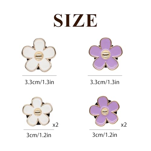 Image of ORIESSE 6pcs Flowers Car Air Freshener Vent Clips Purple White Daisy Air Vent Clip Car Accessories for Women 3.3cm /3cm Flower Vehicle Interior Decor Refillable Diffuser