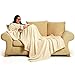 Produktbild Snug Rug Deluxe Kuscheldecke mit Ärmeln für Erwachsene Vlies-Decke mit Ärmel, aus Coral-Fleece, 214 x 152cm (Creme)
