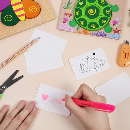 200 Blätter Karteikarten Blanko 350g/m², 8.5 x 5.5cm Blanko Papier Karten Moderationskarten Weißes Kraftpapier Karten zum Selbstgestalten für DIY Schule Büro Vokabel Lernen